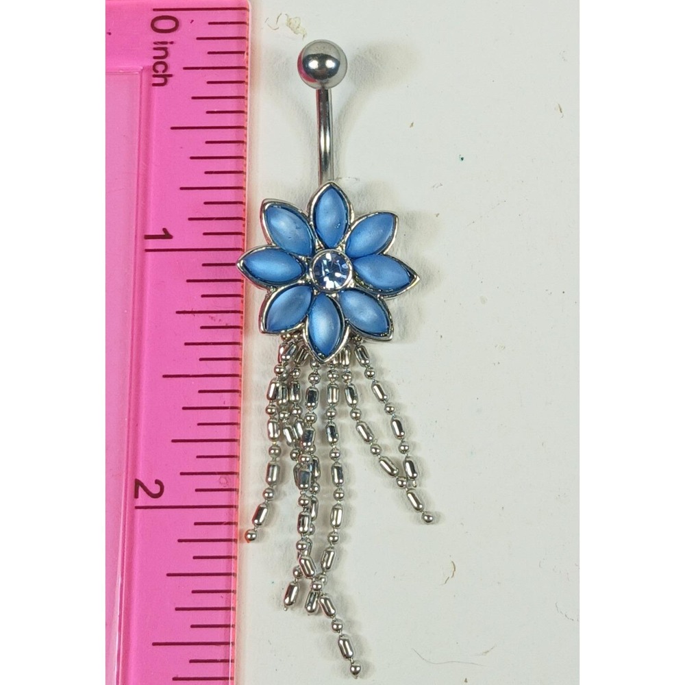 Vintage 90s Blue Belly Button Ring Set 4pc 14G 316L Surgical Steel New Old Stock - Picture 6 of 12